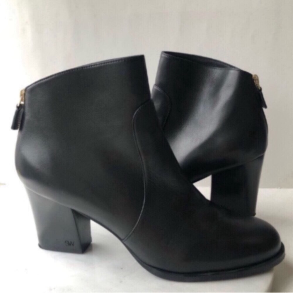 STUART WEITZMAN Romita Black Leather Ankle Winter Boots